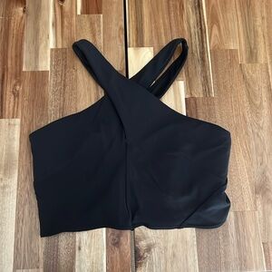 Black cross neck lululemon sports bra/top